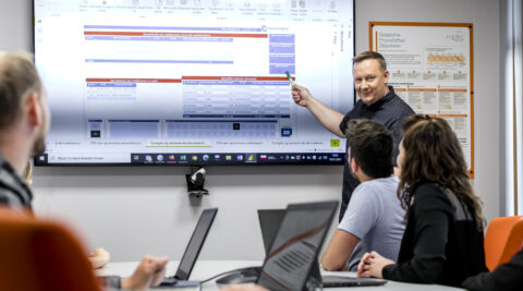 displaying a presentation at a business meeting